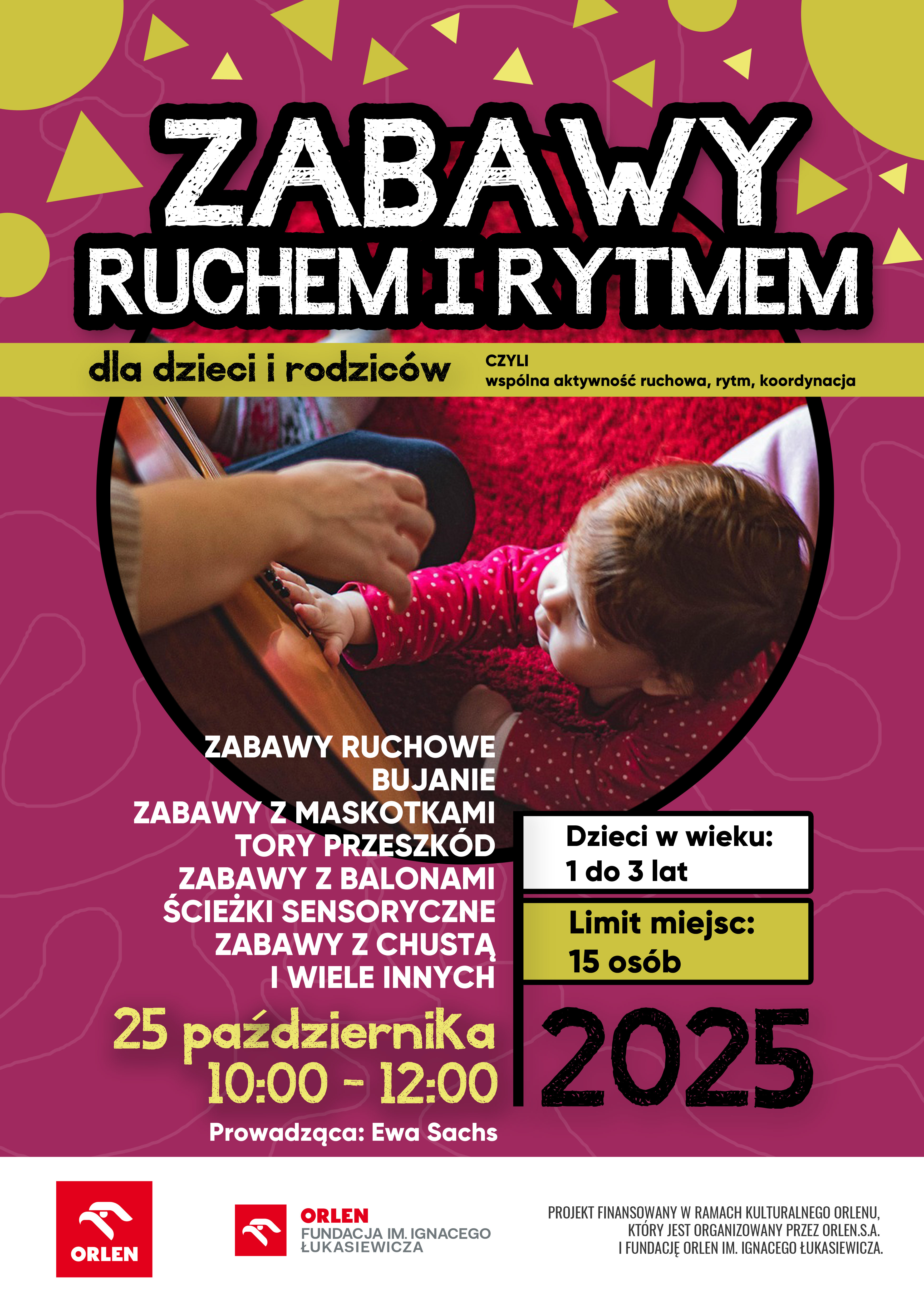 Bezpłatne WARSZTATY RUCHEM I RYTMEM dla dzieci w wieku 1-3 lata i rodzic&oacute;w