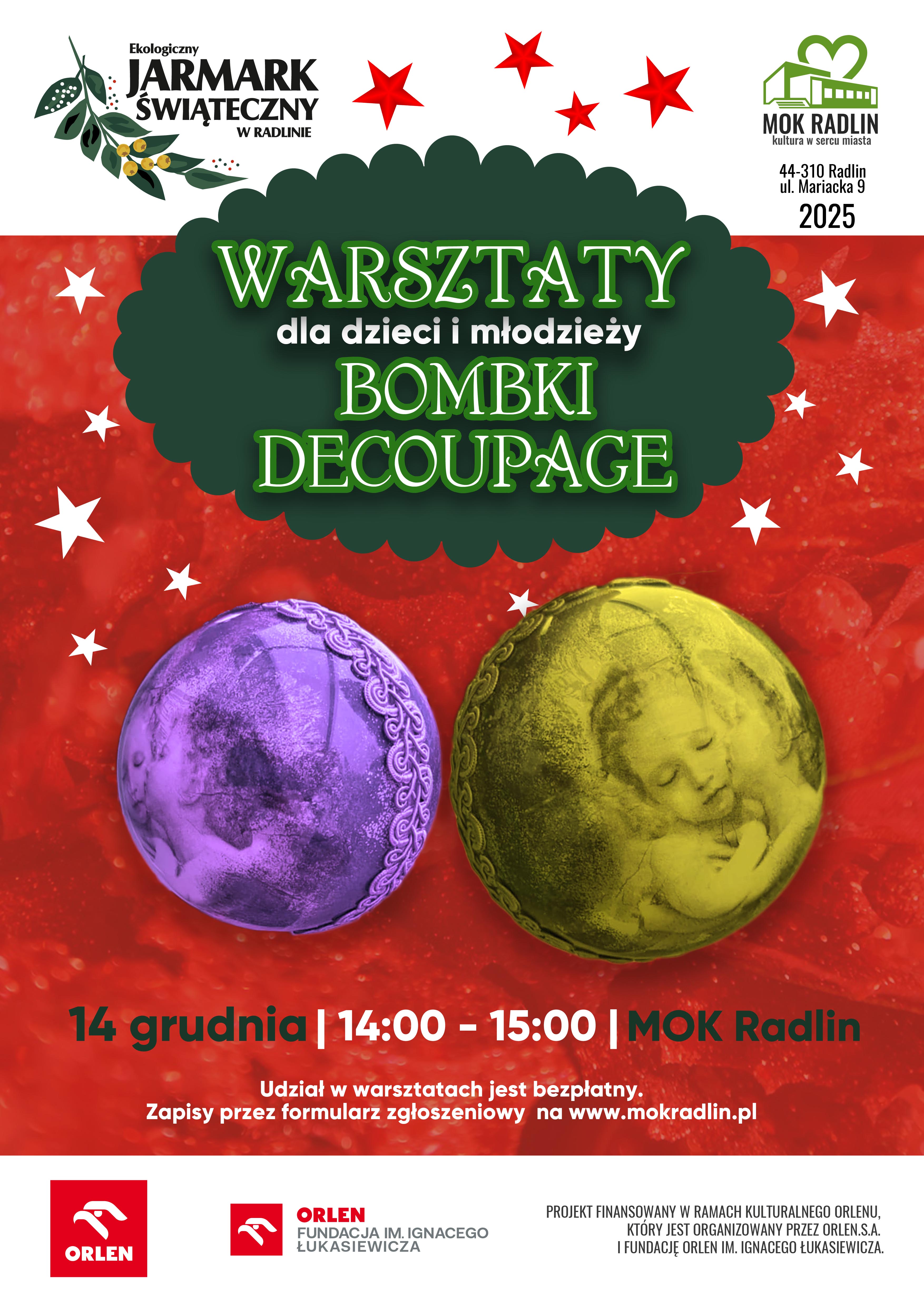 Bombki Decoupage - Warsztaty dla dzieci i młodzieży