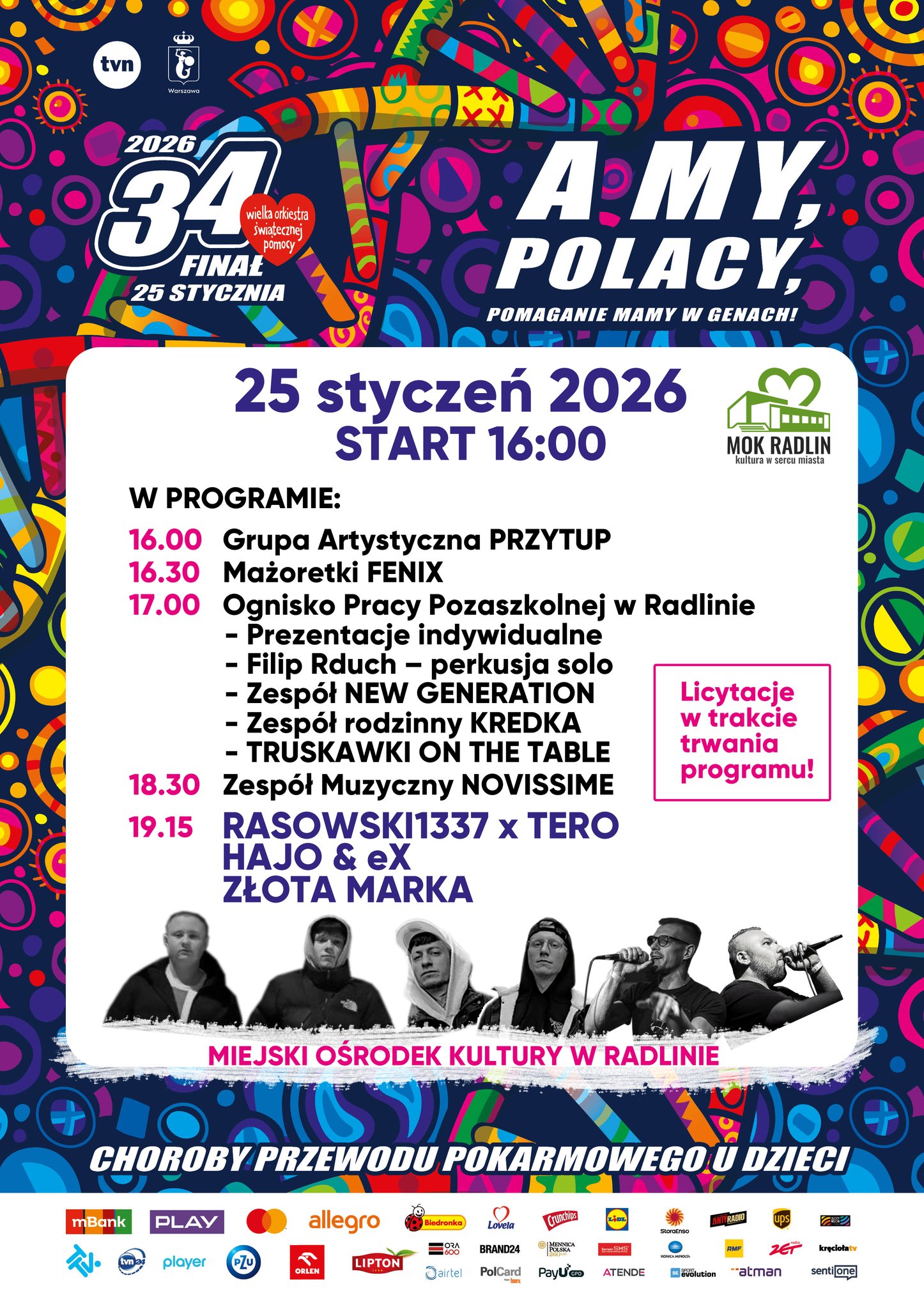 Plakat WOŚP 2026 w Radlinie